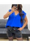 CANOTTA AMPIA TOP IN PIZZO AH255020 BLU ROYAL