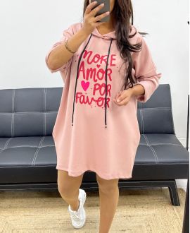 LUŹNA MORE AMOR AH255027 RÓŻOWA SUKIENKA DRESOWA Z 2 KIESZENIAMI
