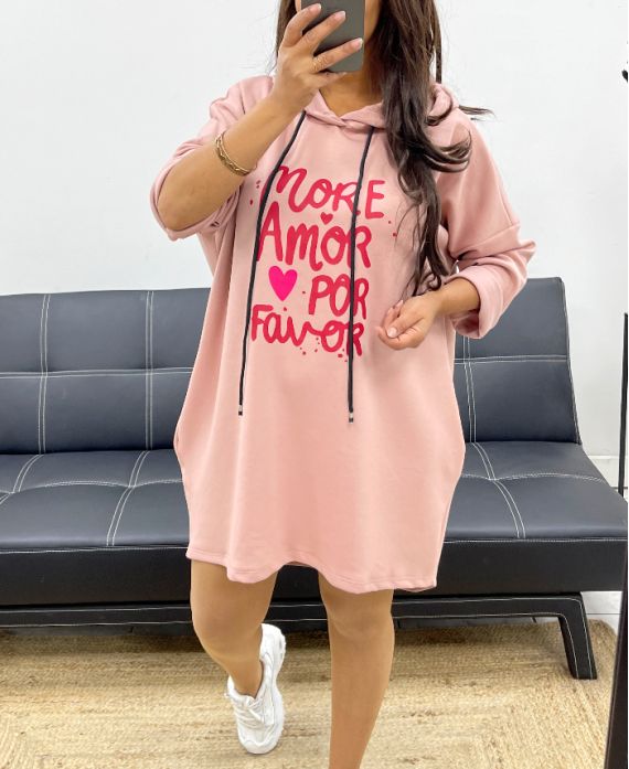 ROBE SWEAT 2 POCHES AMPLE MORE AMOR AH255027 ROSE