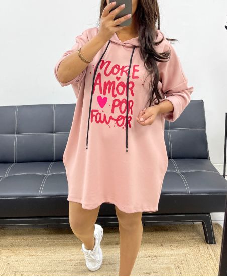 LOOSE MORE AMOR AH255027 ROZE 2-POCKET SWEATSHIRT JURK