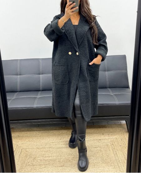 LONG COAT 2 POCKETS AH255035 BLACK