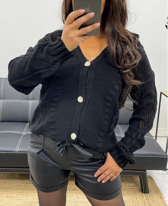 GILET IN MAGLIA CON BOTTONI AH255022 NERO