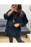 PULL AMPLE VELOURS + COLLIER OFFERT AH255038 NOIR
