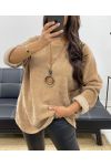 LOCKERER SAMTPULLOVER + HALSKETTE ANGEBOTEN AH255038 CAMEL
