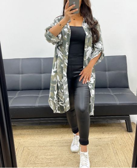 OVERSIZED CAMOUFLAGE HEMDJURK PE0373 WIT