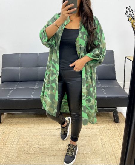 OVERSIZED CAMOUFLAGE HEMDJURK PE0373 GROEN