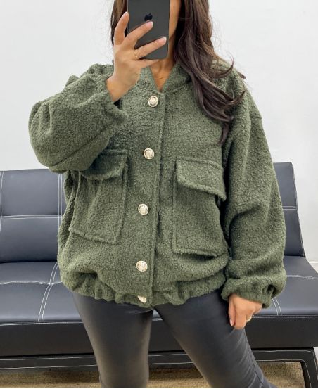 KURTKA Z DUŻYMI KIESZENIAMI AH255031 KHAKI