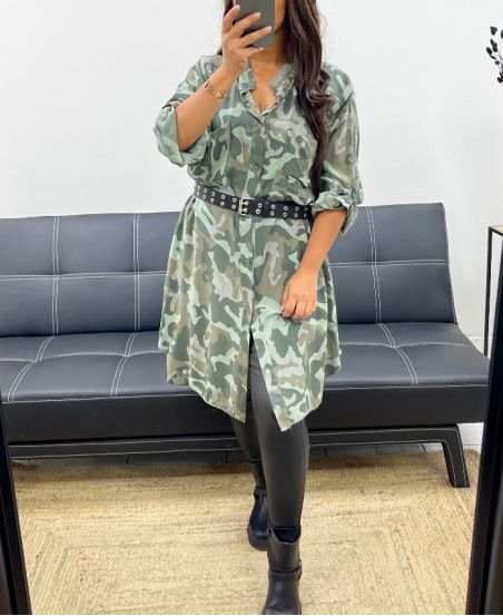 SZMIZJERKA OVERSIZE W KAMUFLAŻU PE0373 KHAKI