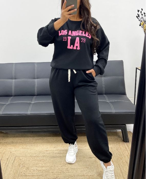 CONJUNTO SUDADERA LOS ANGELES + AH255047 PANTALÓN NEGRO