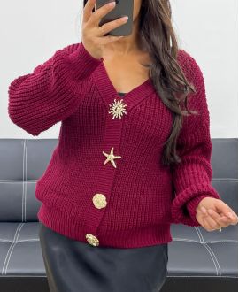GILET A BOUTONS FANTAISIES AH255054 BURGUNDY