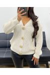 CARDIGAN FANTASIA CON BOTTONI AH255054 BEIGE