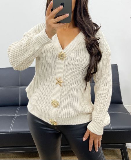 CARDIGAN FANTASIA CON BOTTONI AH255054 BEIGE