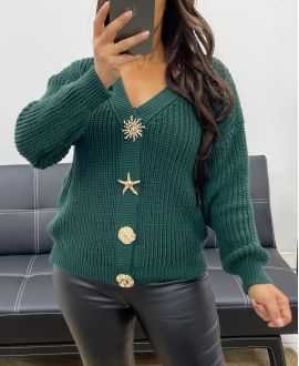 CARDIGAN FANTASIA CON BOTTONI AH255054 VERDE