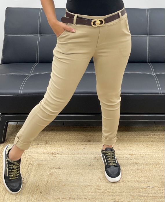 4-PACK TROUSERS + BELT S-M-L-XL AH255052 CAMEL