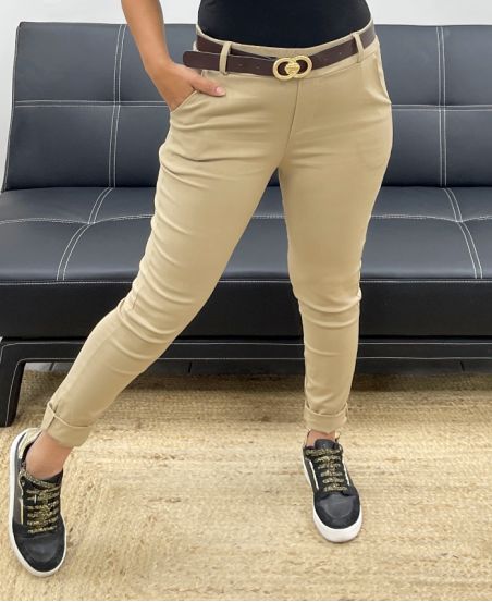 4-PAK SPODNIE + PASEK S-M-L-XL AH255052 CAMEL