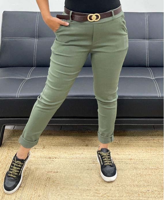 4-PACK TROUSERS + BELT S-M-L-XL AH255052 KHAKI