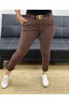 PACK 4 PANTALONS + CEINTURE S-M-L-XL AH255052 CHOCOLAT