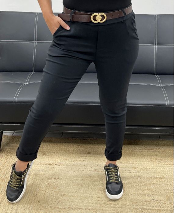 PACK 4 PANTALONS + CEINTURE S-M-L-XL AH255052 NOIR