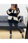 WEICHER GESTREIFTER CARDIGAN PULLOVER AH255061 SCHWARZ