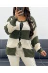 MAGLIA CARDIGAN A RIGHE MORBIDE AH255061 KAKI