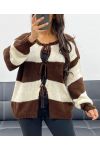 MIĘKKI SWETER W PASKI AH255061 CZEKOLADOWY