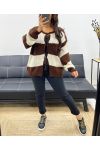 MAGLIA GILET A RIGHE MORBIDE AH255061 CIOCCOLATO