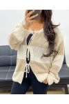 MAGLIA CARDIGAN A RIGHE MORBIDE AH255061 BEIGE