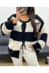 MAGLIA CARDIGAN A RIGHE MORBIDE AH255061 NERO