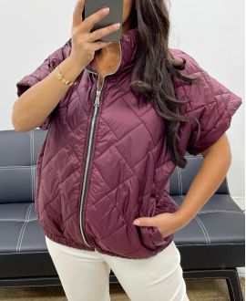 BURGUNDERFARBENE STEPPJACKE MIT REISSVERSCHLUSS AH255065