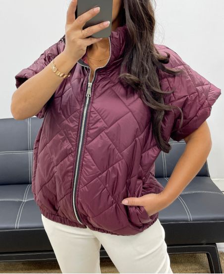 BURGUNDERFARBENE STEPPJACKE MIT REISSVERSCHLUSS AH255065