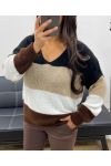 SOFT MULTICOLOR V-NECK SWEATER AH255070 BLACK