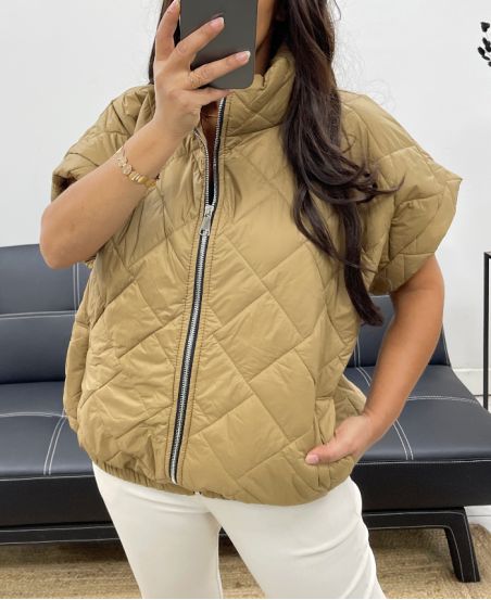 PIKOWANA KURTKA ZAPINANA NA ZAMEK AH255065 CAMEL