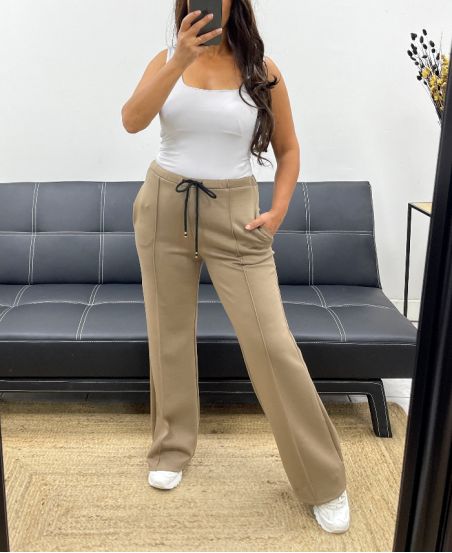 2-POCKET TROUSERS WITH RIBBED PLEATS AH255077 TAUPE