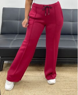 2-POCKET TROUSERS WITH RIBBED PLEATS AH255077 BURGUNDY