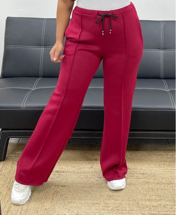 2-POCKET TROUSERS WITH RIBBED PLEATS AH255077 BURGUNDY
