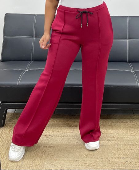 2-POCKET TROUSERS WITH RIBBED PLEATS AH255077 BURGUNDY