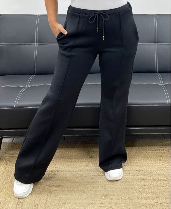 2-POCKET TROUSERS WITH RIBBED PLEATS AH255077 BLACK
