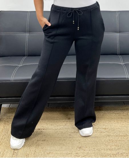 2-POCKET TROUSERS WITH RIBBED PLEATS AH255077 BLACK