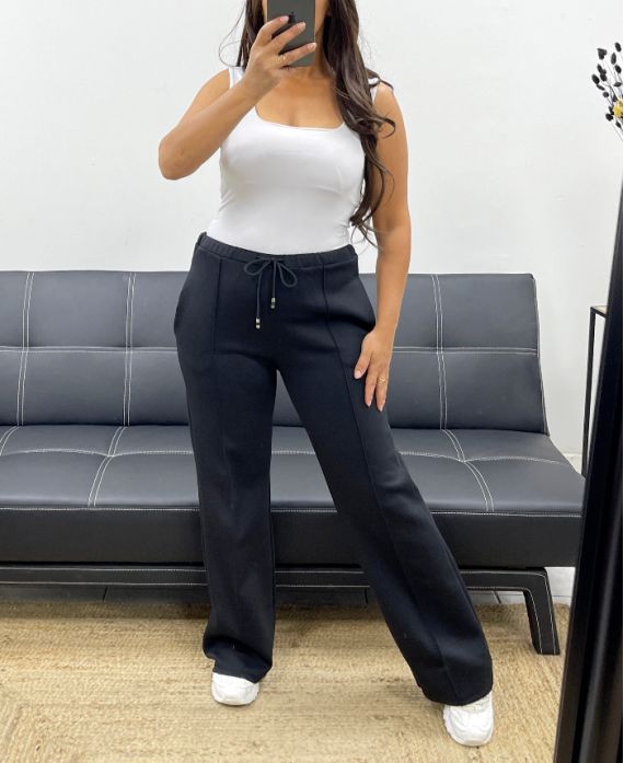 2-POCKET BROEK MET GERIBBELDE PLOOIEN AH255077 ZWART