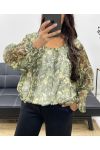 BALL-EFFECT SHEER BLOUSE AH255103 KHAKI