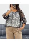 BALL EFFECT SHEER BLOUSE AH255103 BLACK-1