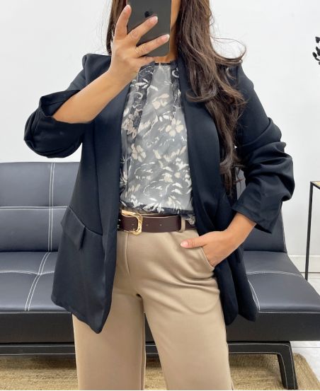 ROLLED-UP SLEEVE BLAZER JACKET AH255087 BLACK
