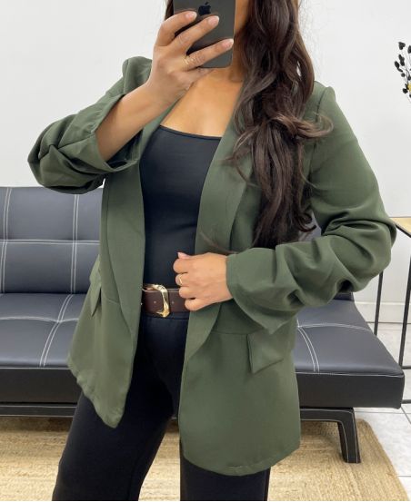 ROLLED-UP SLEEVE BLAZER JACKET AH255087 KHAKI
