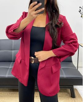 ROLLED-UP SLEEVE BLAZER JACKET AH255087 BURGUNDY
