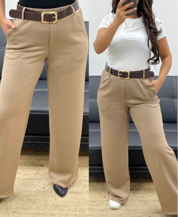 CONFEZIONE DA 4 PANTALONI A 2 TASCHE + CINTURA S-M-L-XL AH255114 TAUPE