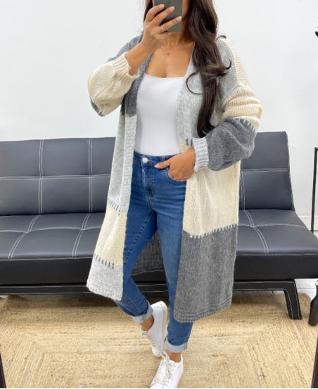 MULTICOLOR SOFT LONG CARDIGAN AH255130 GREY