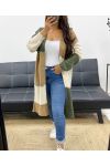 MULTICOLOR SOFT LONG CARDIGAN AH255130 KHAKI