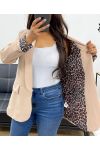 GIACCA BLAZER CON FODERA LEOPARDATA AH255109 BEIGE