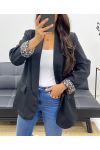 BLAZER JACKET WITH LEOPARD LINING AH255109 BLACK