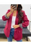 VESTE BLAZER DOUBLURE LEOPARD AH255109 BORDEAUX